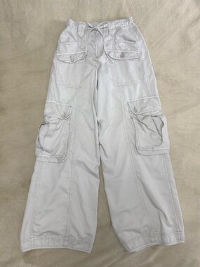GARAGE Cargo Wide Leg High Waist Baggy Pants Off White Grey